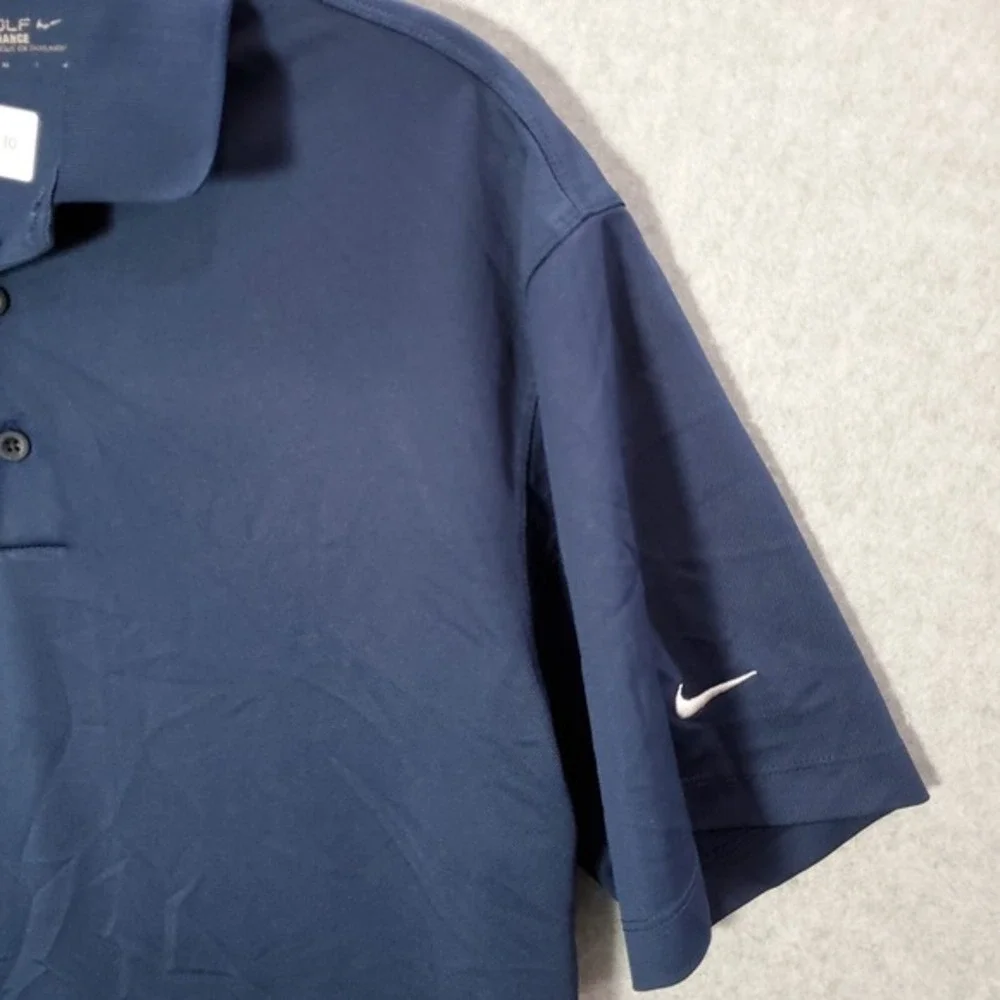 Nike Golf Men Polo Shirt Medium Blue Logo Dri Fit Tour Performance Short‎ Sleeve
